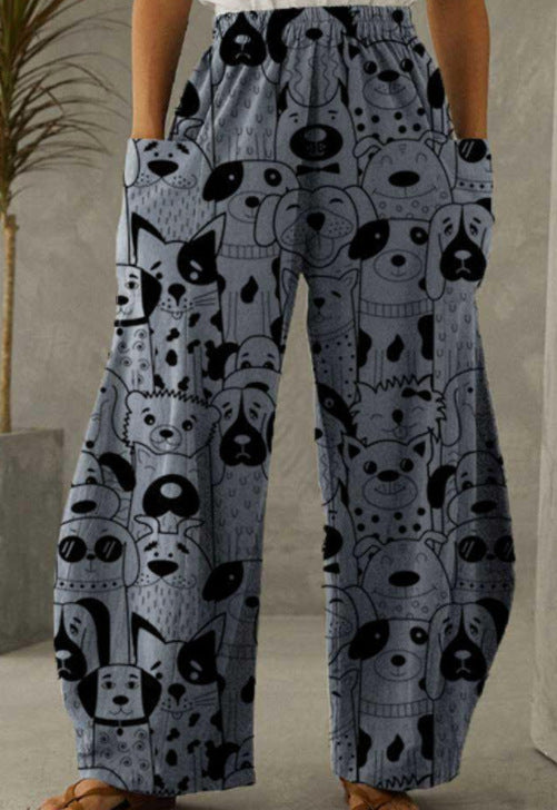 Printed 3D Trendy Irregular Wide-leg Pants