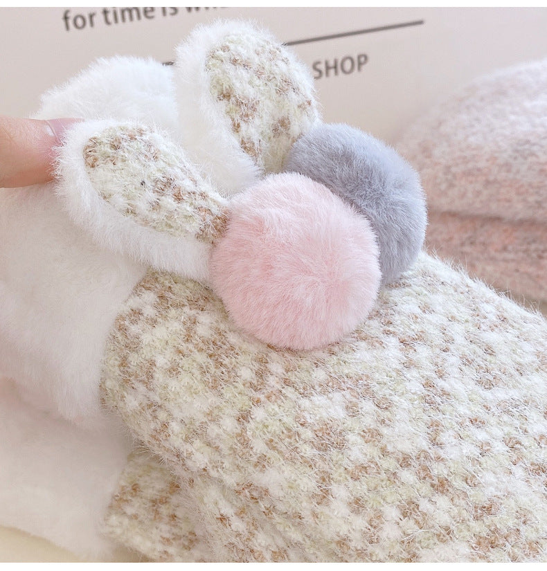 Winter Plush Thickened Knitting Gloves