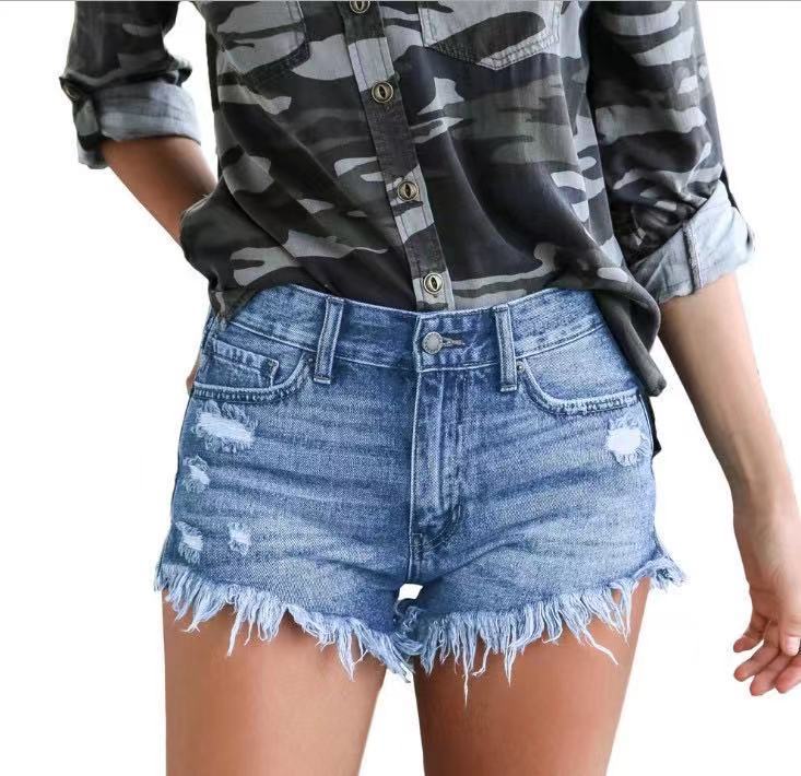 Sexy Denim Shorts With Buckles And Slits