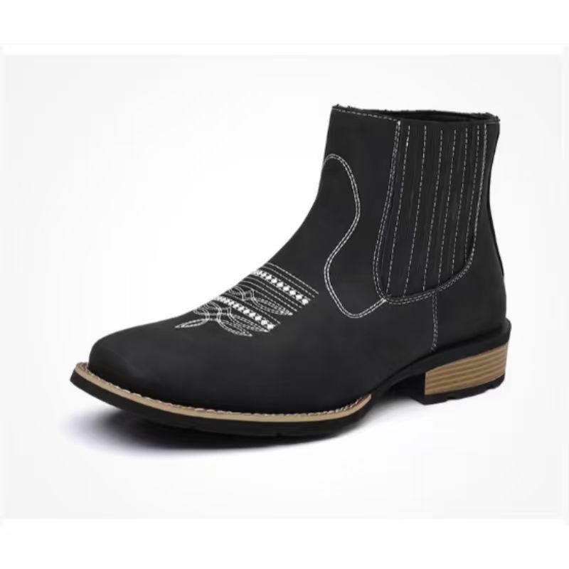 Embroidered Ankle High Mens Martin Boots