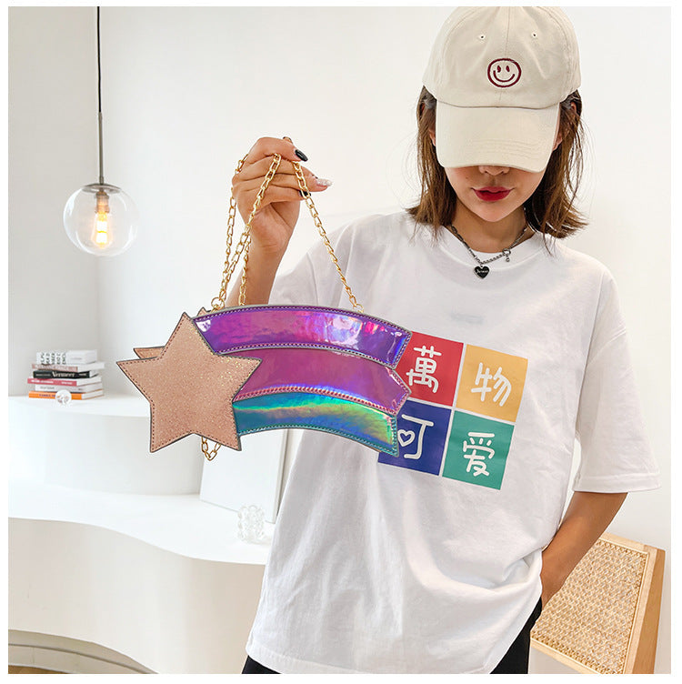 Popular Creative Sequined Five-star Rainbow Chain Shoulder Bag