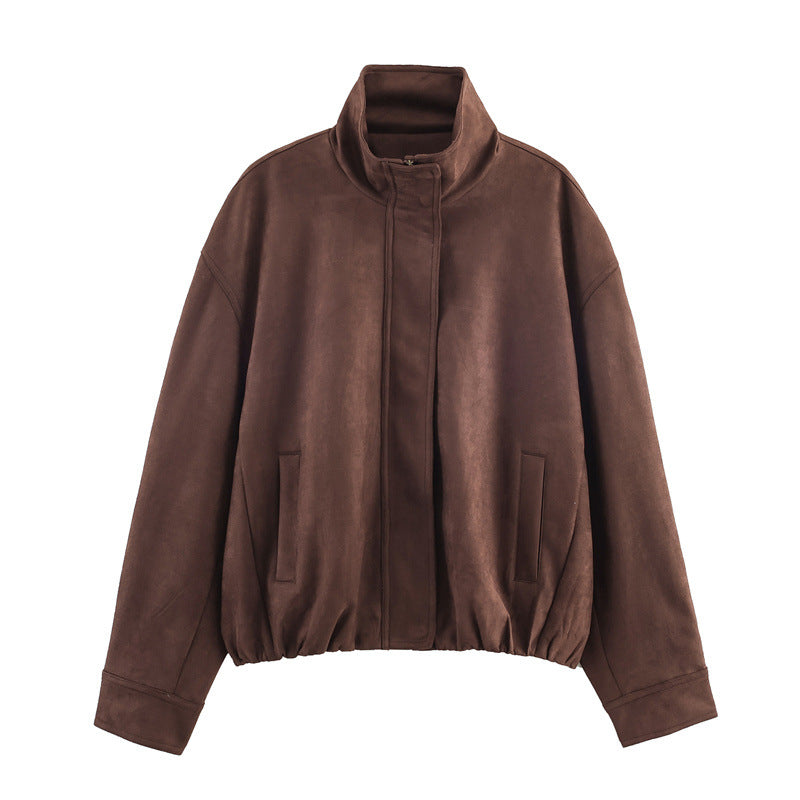 Womens Stylish And Minimalist Suede Jacket Coat