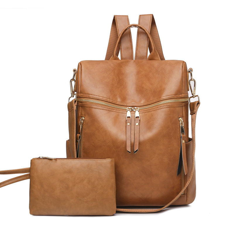 Women's Fashion Solid Color Pu Backpack