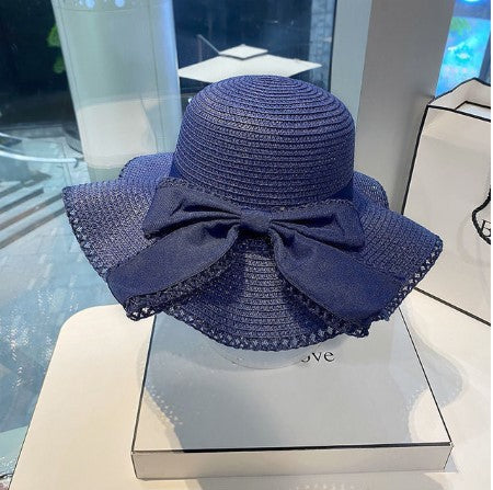 Bow Ruffles Big Brim Straw Hat