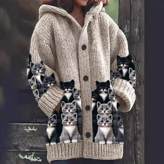 Halloween Animal 3D Printing Casual Design Sense Hooded Sweater Cloak Coat