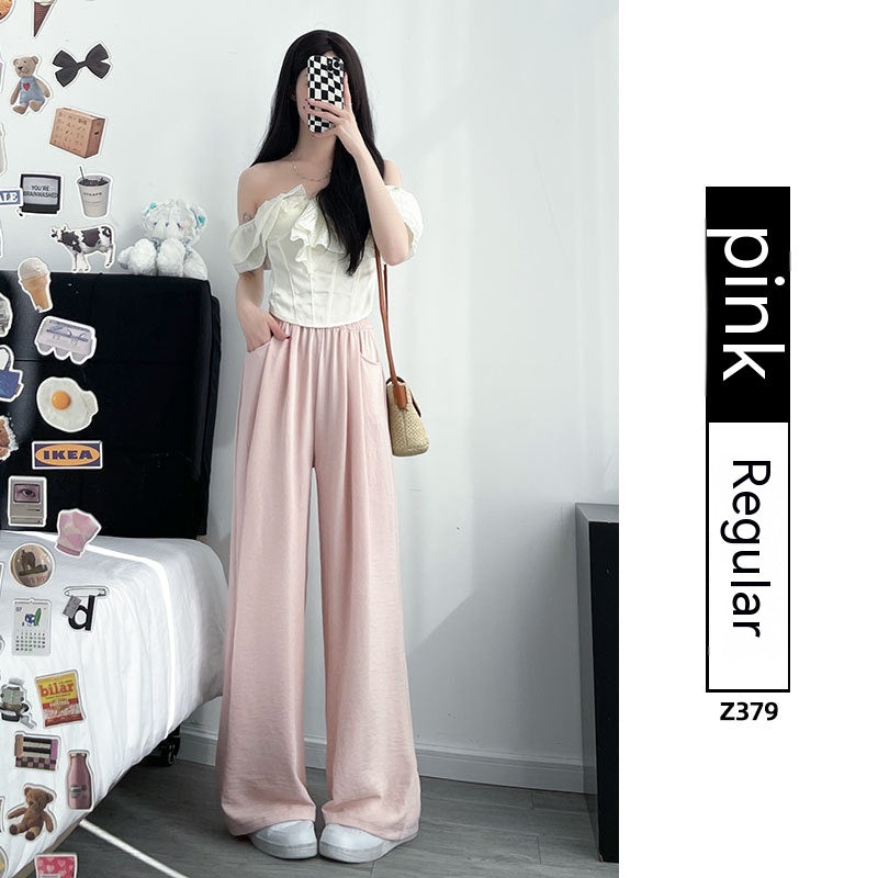 Ice Silk Wide-leg Women's Thin Straight Loose Casual Pants