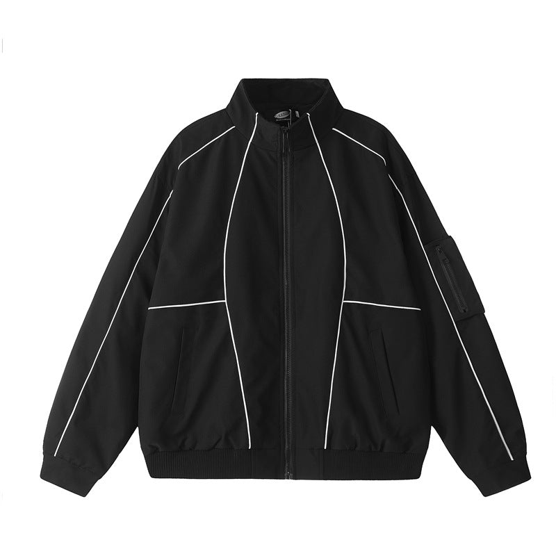Vintage Stand Collar Jacket For Men Loose Casual Jacket