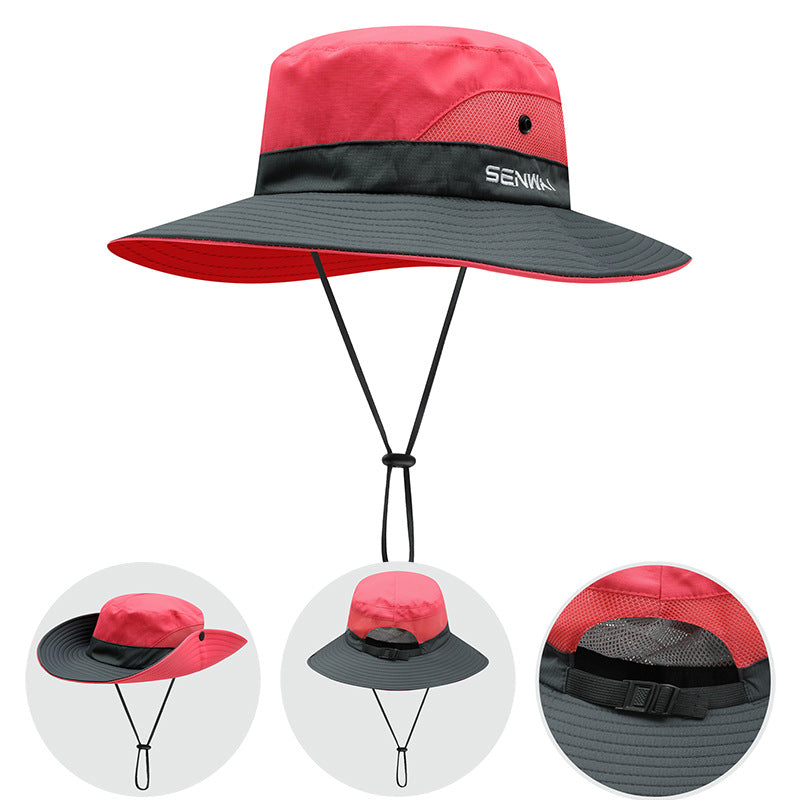 Bucket Hat Women's Summer Outdoor Sun Hat Exposed Ponytail Sun Hat Sun Protection Hat