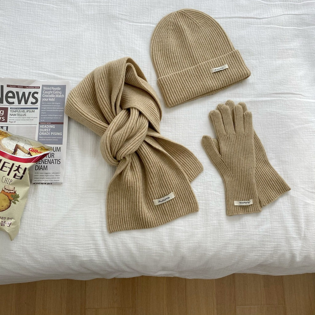 Winter 3-piece Set In Solid Color With Extra Padding For Warmth