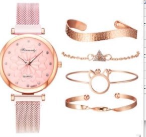 Cross-Border Niche Set Ladies Watch Fashion All-Match Alloy Mesh Strap Watch Factory Direct Stock