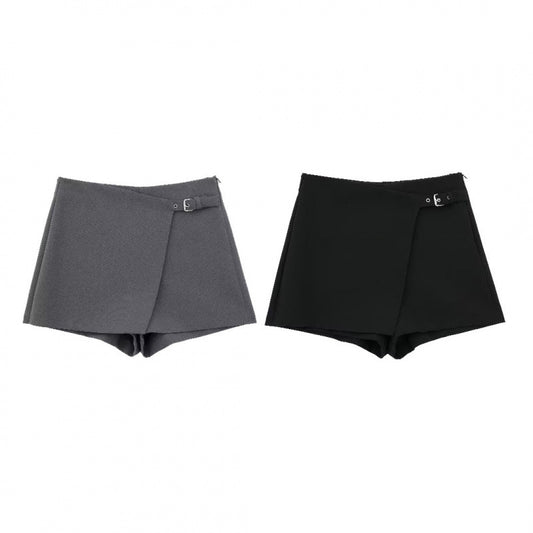 French-style Asymmetrical High-waisted Casual Shorts