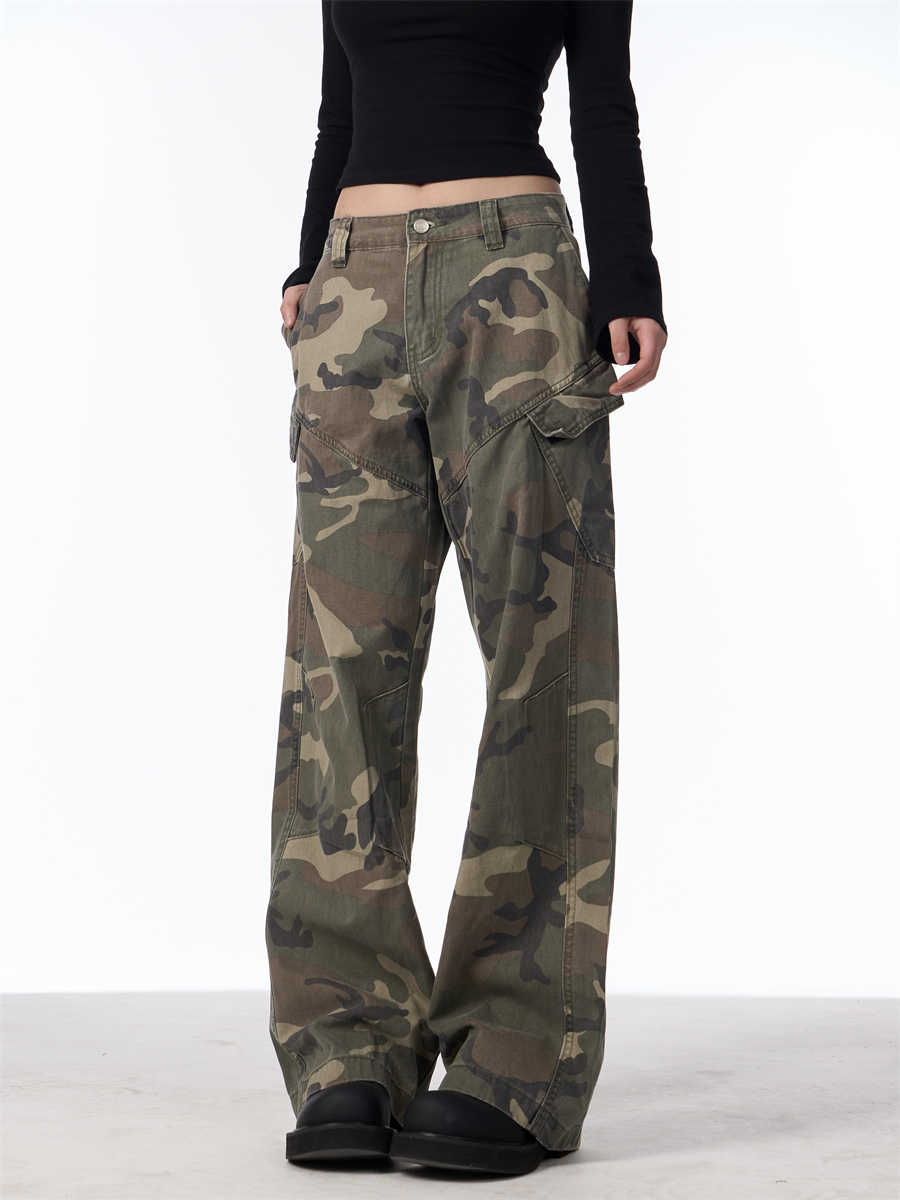 Camouflage Cargo Pants Women's Straight Loose Casual Trousers