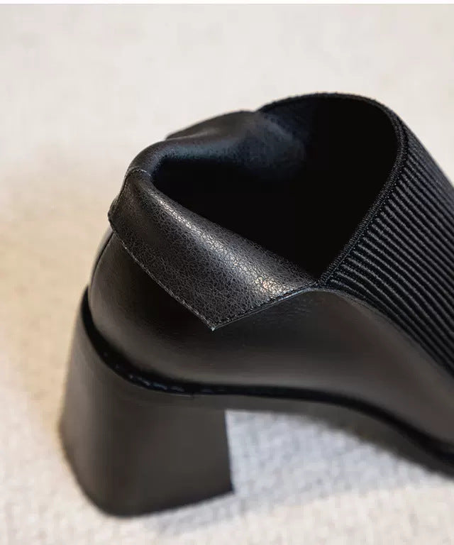 Chunky Heel Short Boots Simple Elastic Mid-heel