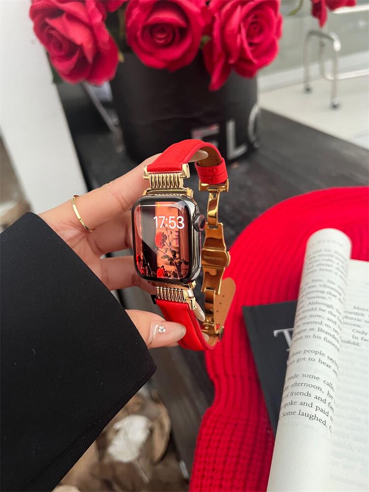 Læderarmbånd Nytårsrød Pige