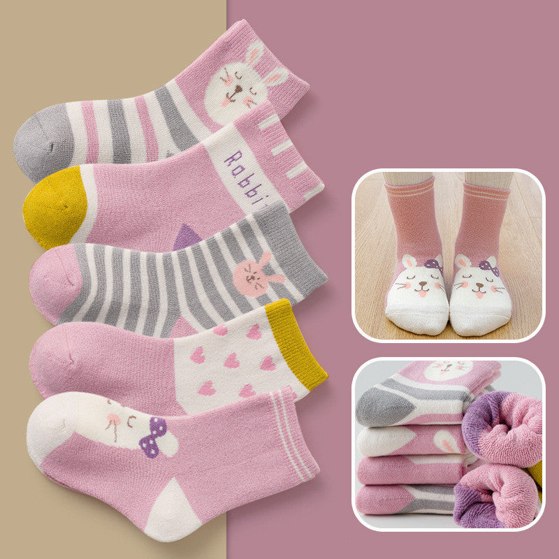Children's Padded Terry-in-tube Baby Cotton Socks Cartoon Giraffe Towel