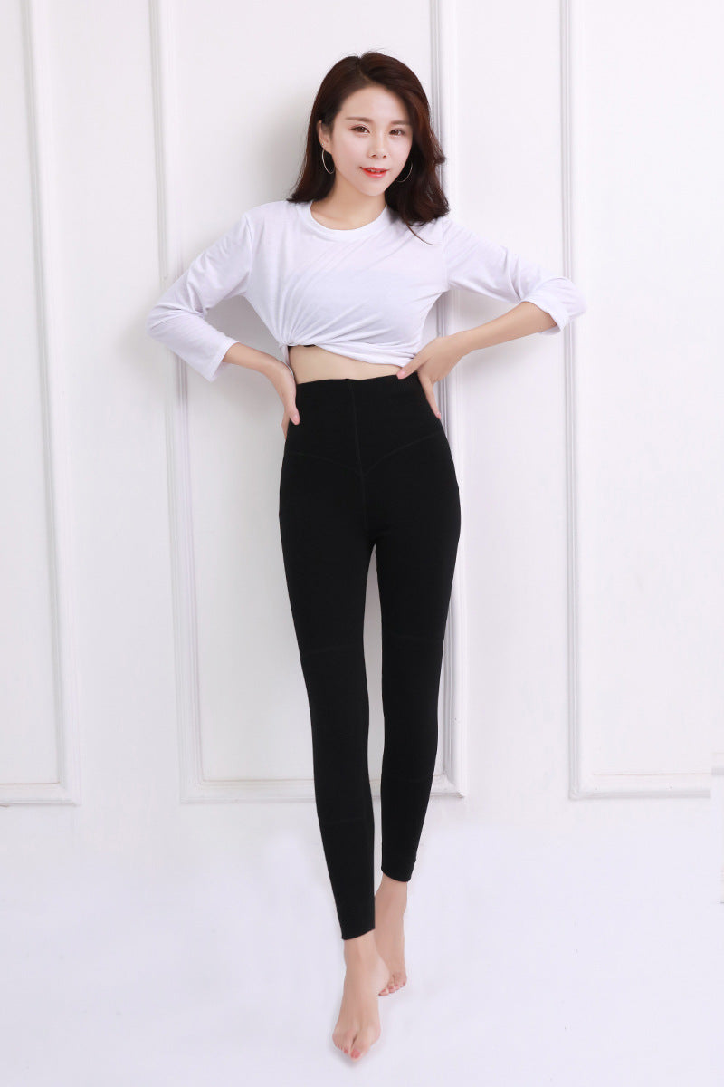 Cotton Slim Fit Thick High Waist Pants