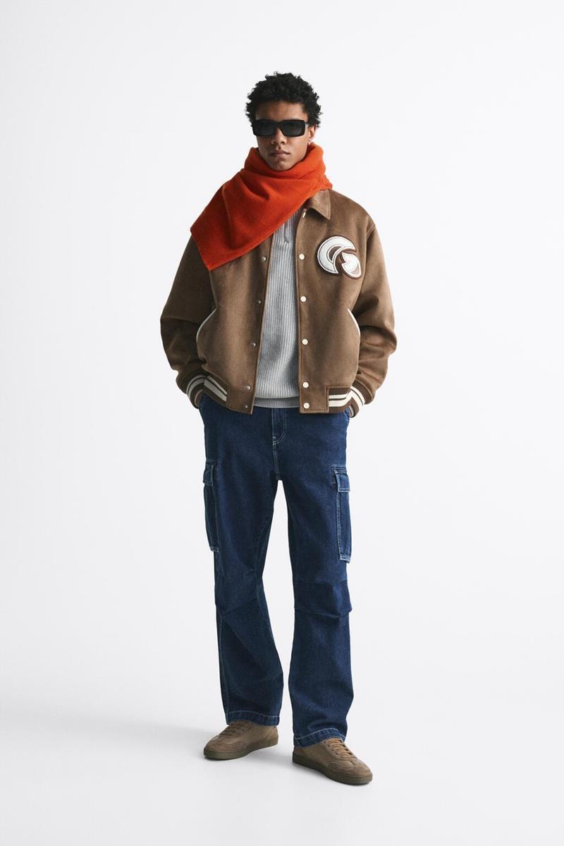 Faux Fur Baseball Uniform Jacket
