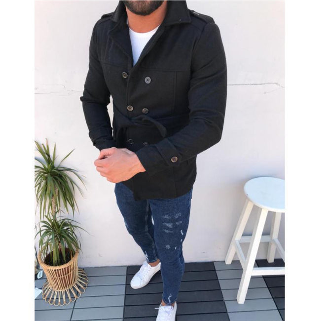 Double-breasted casual trench coat wool coat