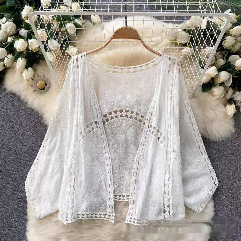 Beach Vacation Hollow-Out Crochet Blouse Top