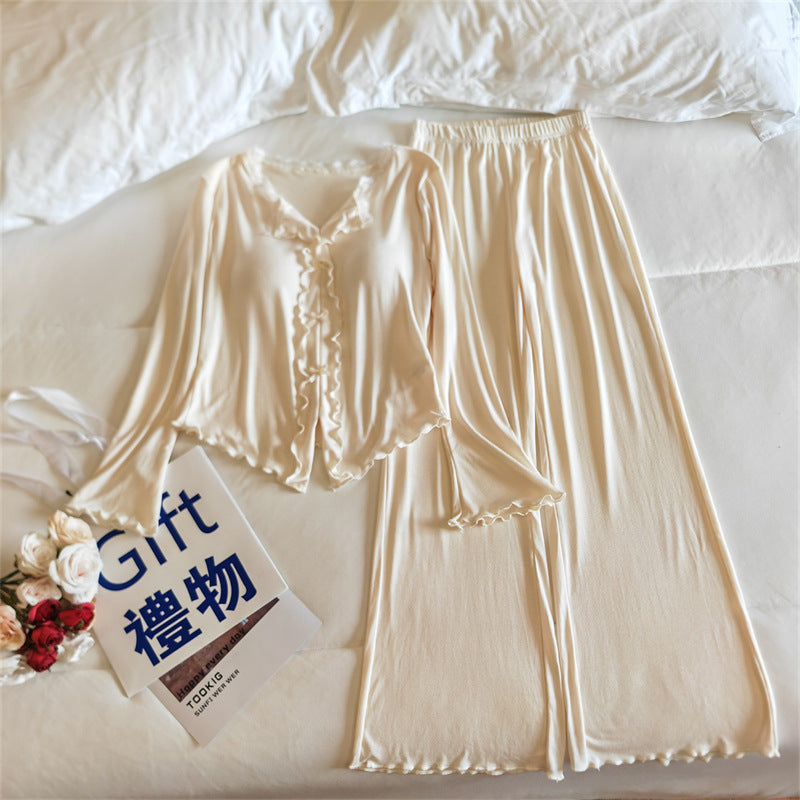 Womens Springautumn Long-sleeve Lightweight Pajama Set