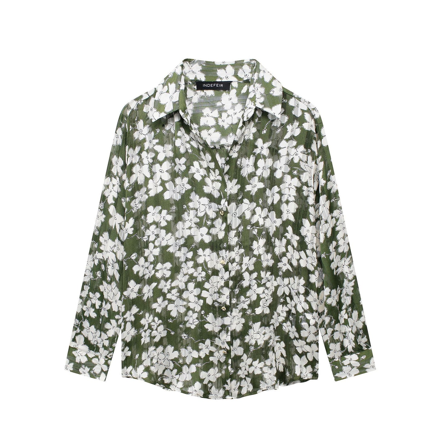 Temperament Leisure Flower Print Loose Casual Shirt