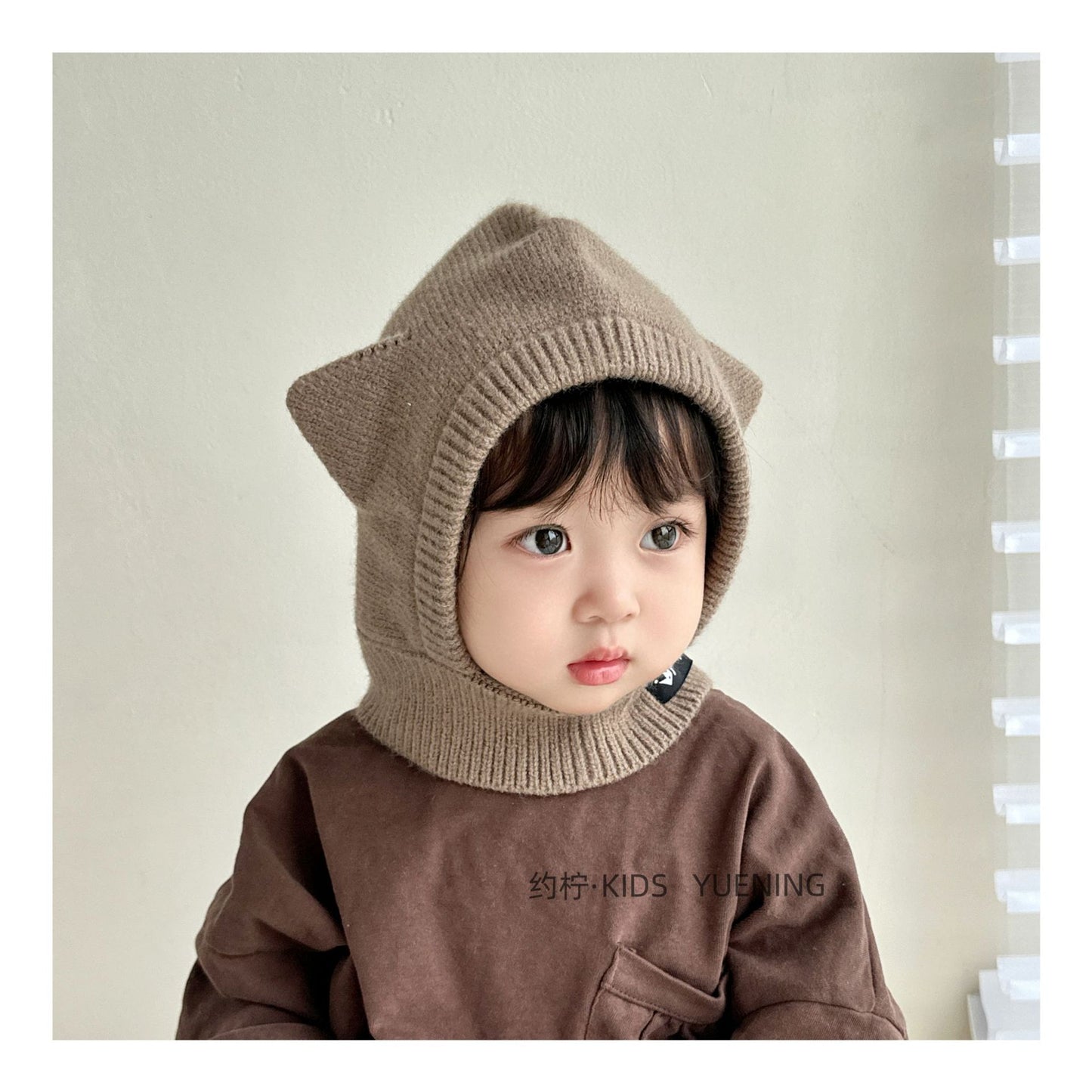 Baby Autumn And Winter Outdoor Keep Warm Knitted Scarf Integrated With Hat