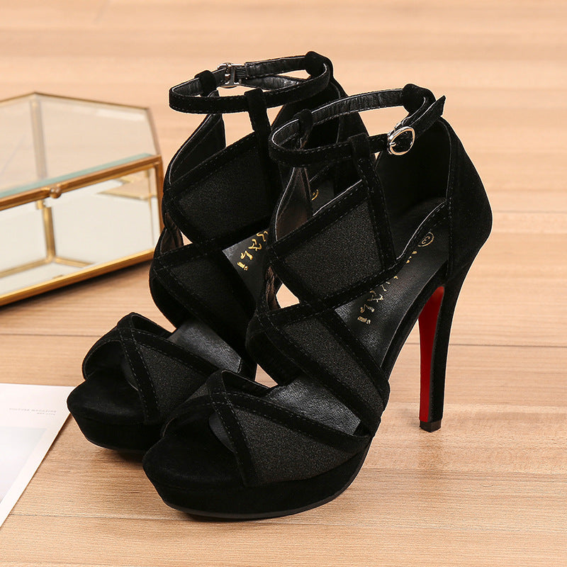 Stiletto Fish Mouth Buckle Korean Fashion High Heels