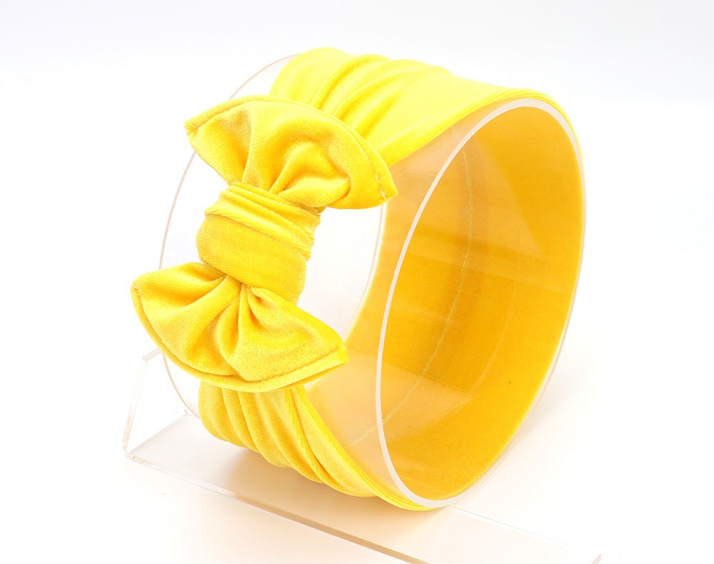 Baby Lace-up Gold Velvet Fat Bow Hair Band