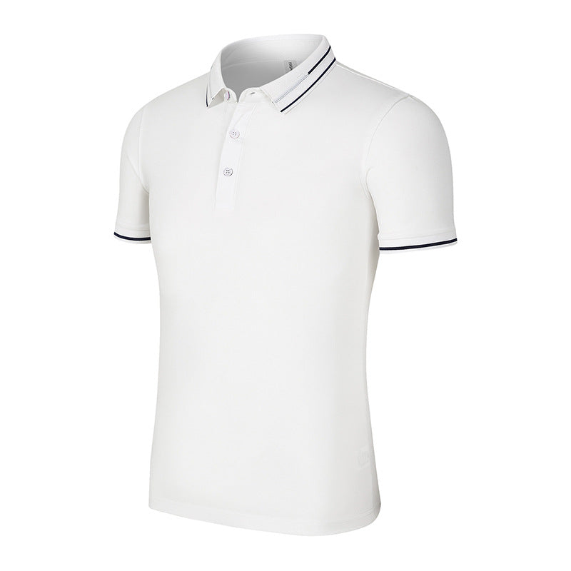 Natural Silk Lapel Polo Shirt Short Sleeve