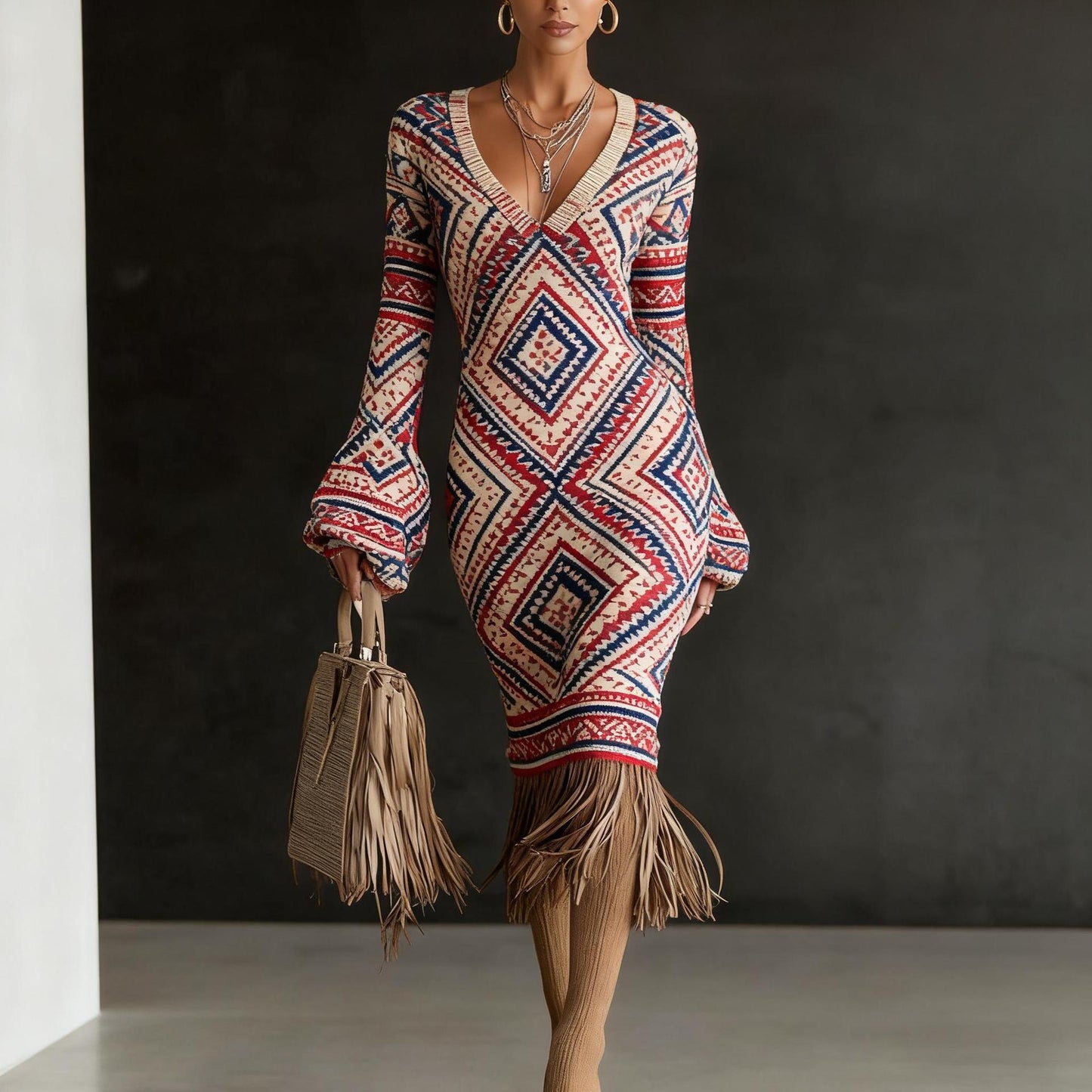 Temu Womens Knitted Sweater Dress Creative