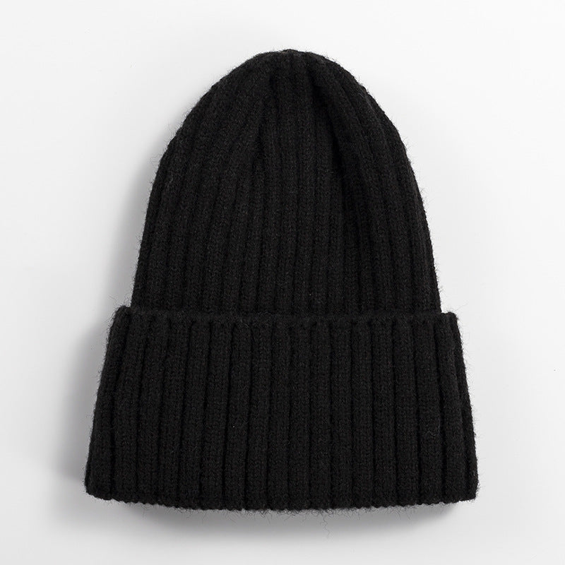 Knitted Hat Women's Korean-style Versatile Solid Color Woolen Hat Women's Outdoor Thickened Warm Beanie Hat