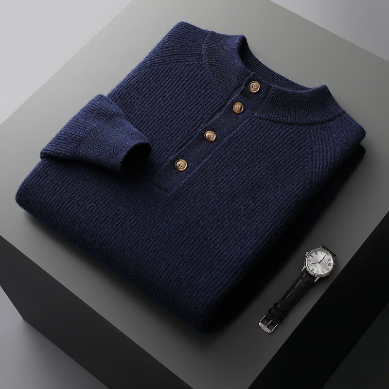 Half-height Cardigan Collar Knitted Loose Casual Fashion Oversized Knit Wool Sweater