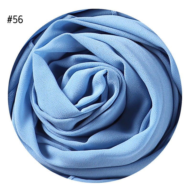 Women's Simple And Versatile Solid Color Pearl Chiffon Scarf
