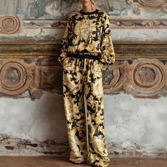 Women's Satin Printed Casual Suit