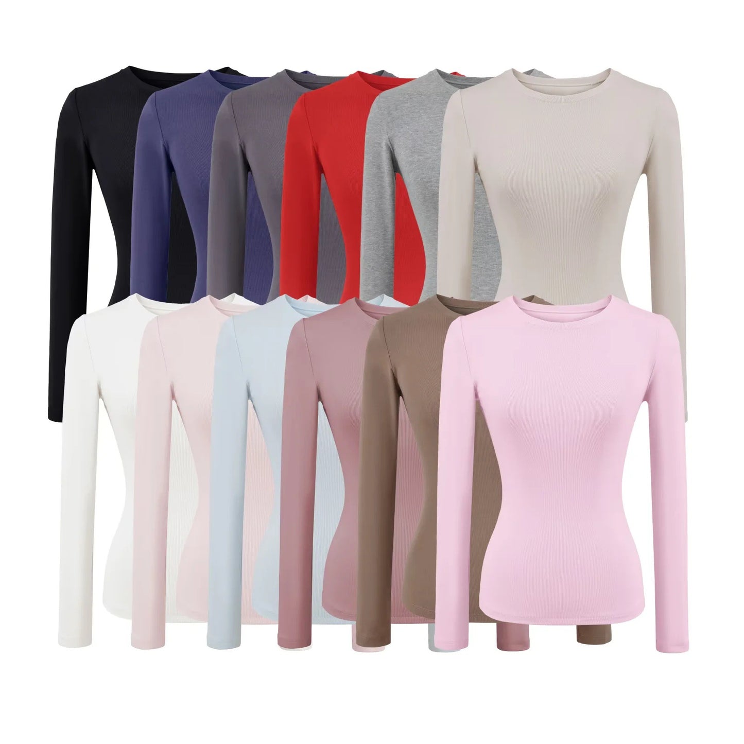 Womens Slim-fit Figure-flattering Base Top With A Round Neckline And An Hourglass Waist