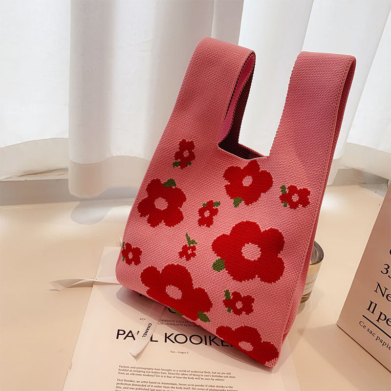 Vest Bag Knitted Woven Heart Plaid