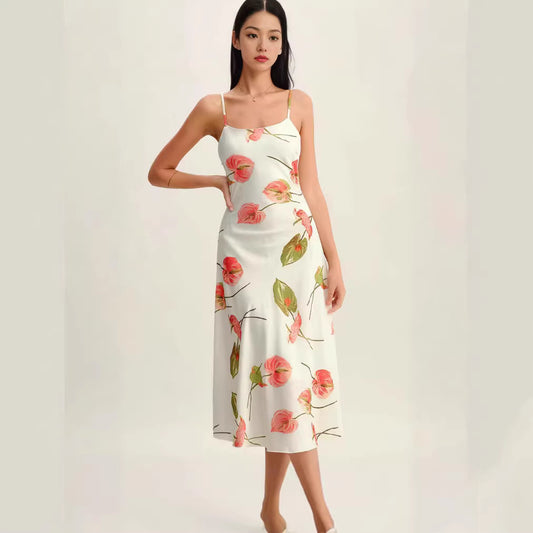 Floral-print Sexy Summer Slip Dress With A Slim Fit