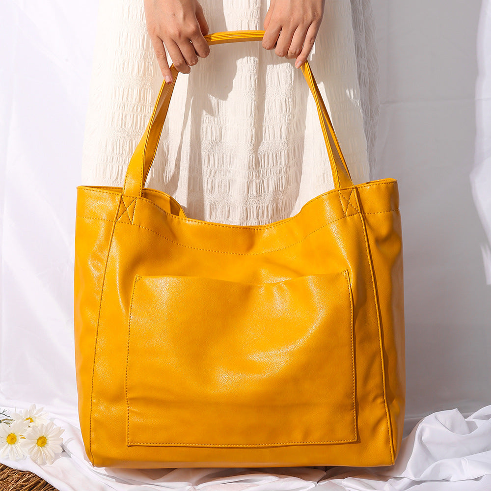 Women's Big Bag Strap Soft Leather Portable Shoulder
