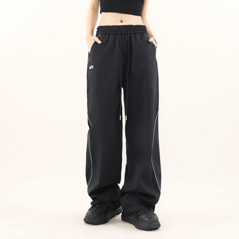 American Retro Color Contrast Patchwork Design Pants