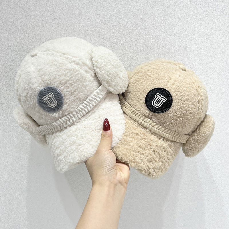 Versatile Letters Lamb Wool Baseball Cap For Women