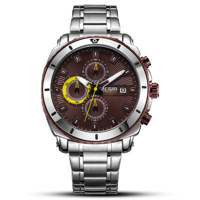 Multi-function Leather Strap Three-hand Sports Quartz Watch