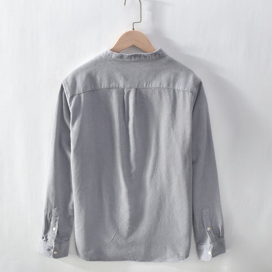 Men's Corduroy Shirt Stand Collar Long Sleeve Shirt