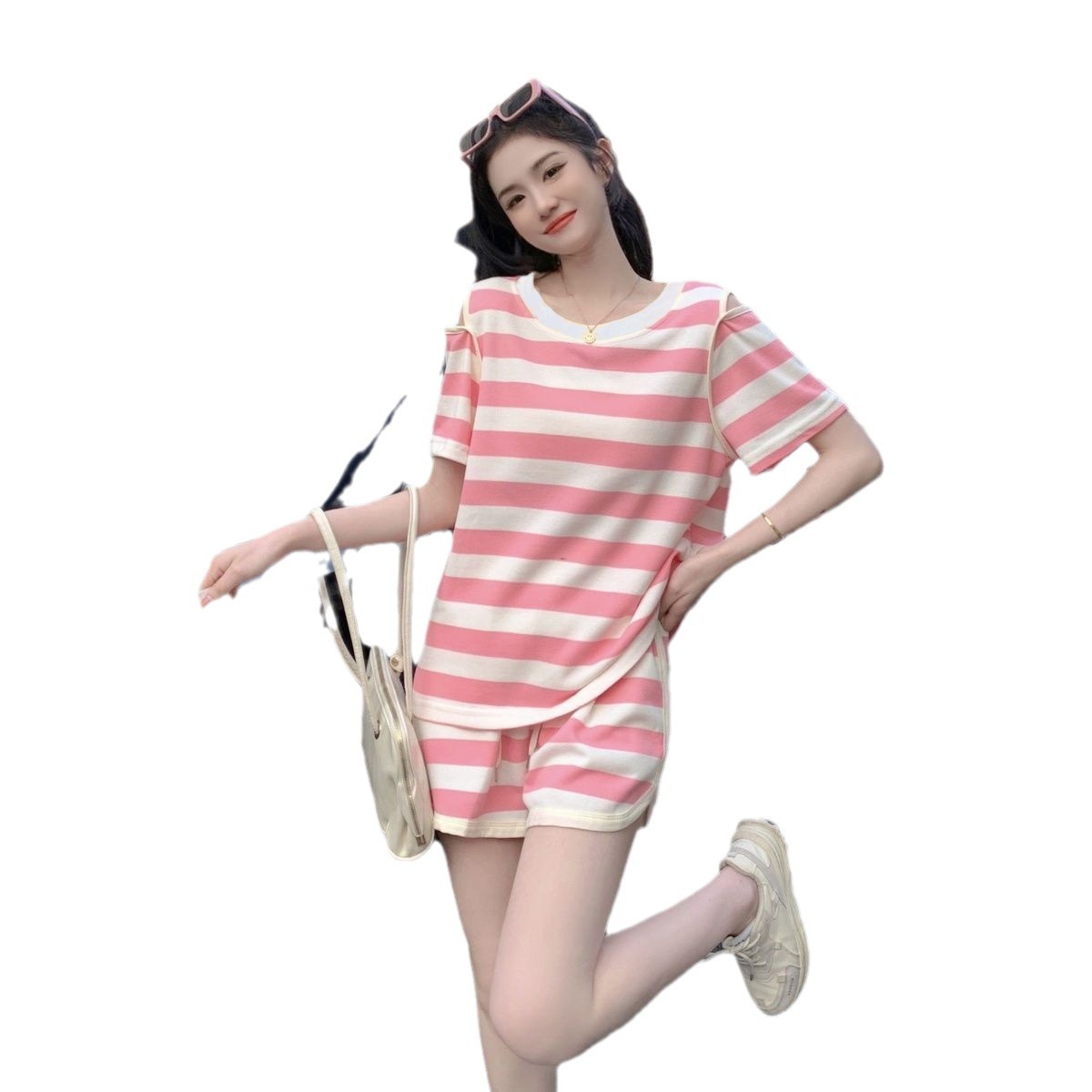 Fashionable Casual Relaxed-style Shorts Two-piece Set