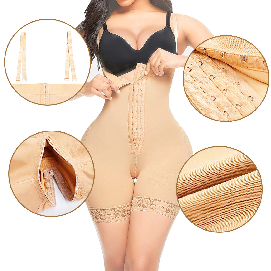 High Waist Body Zipper Belly Shaping Jumpsuit