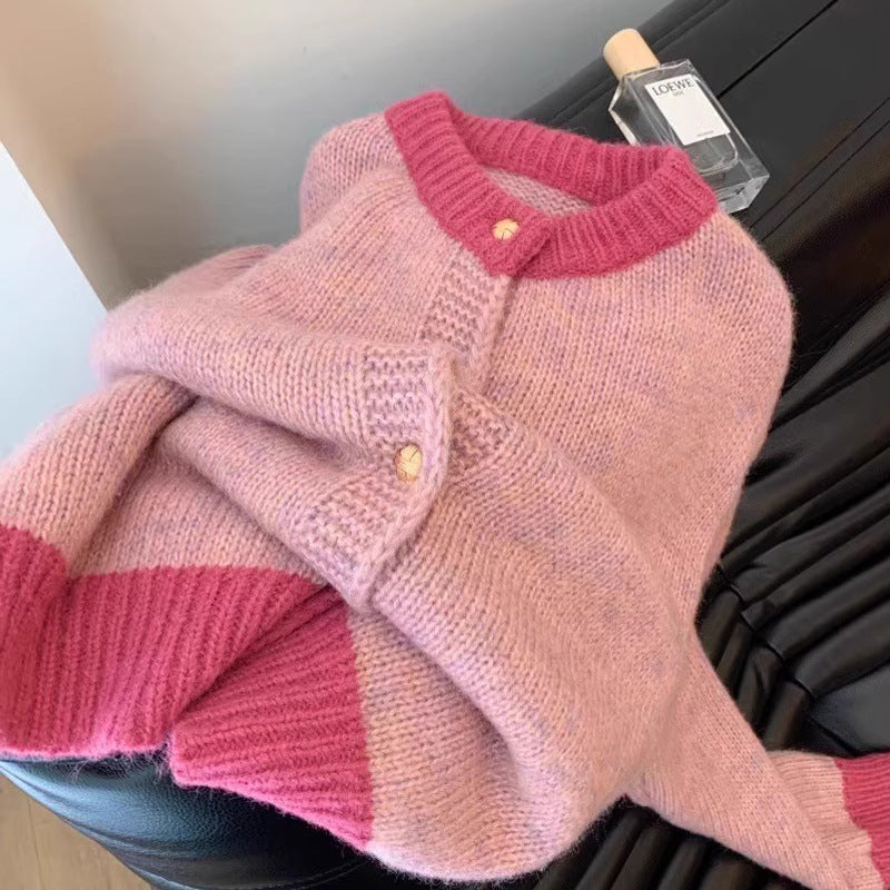 Spring And Autumn Thick Idle Style Small Knitted Cardigan Top