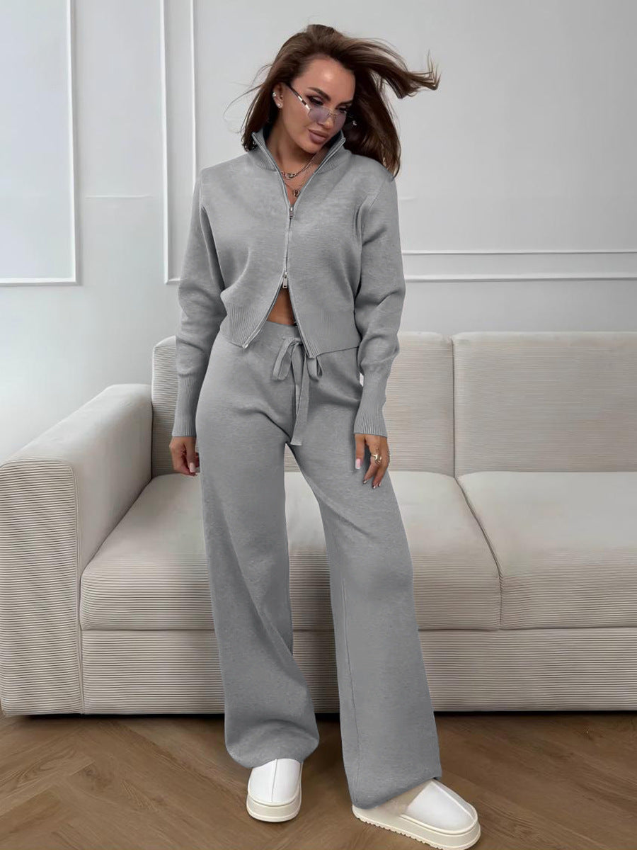 Temperament Commute Zipper Knitting Suit