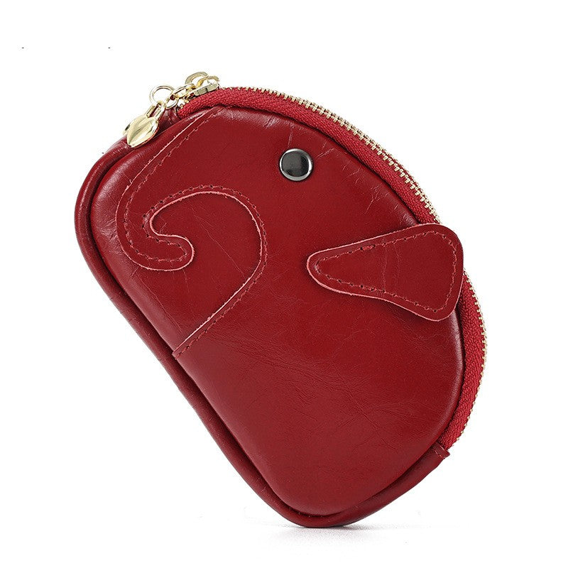 Wallet With Keychain Genuine Leather Multifunctional Coin Card Holder