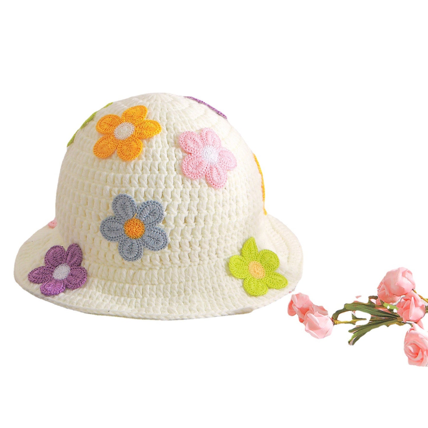 Versatile Korean Style Wool Crocheted Handmade Flower Hat