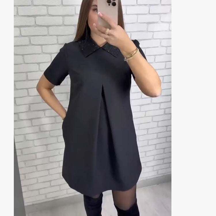 Womens Stylish Tailored Dress With A Lapel Collar