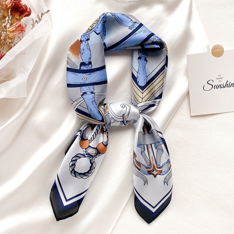 Decorative Small Square Scarf Women's Dual-use Solid Color Clavicle Headband